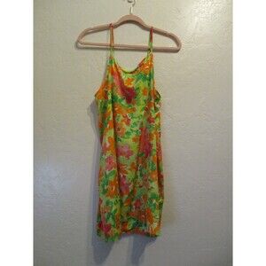 Sanctuary Womens Sz M Satin Floral Print Ruched Chemise Nightgown Silky Teddy